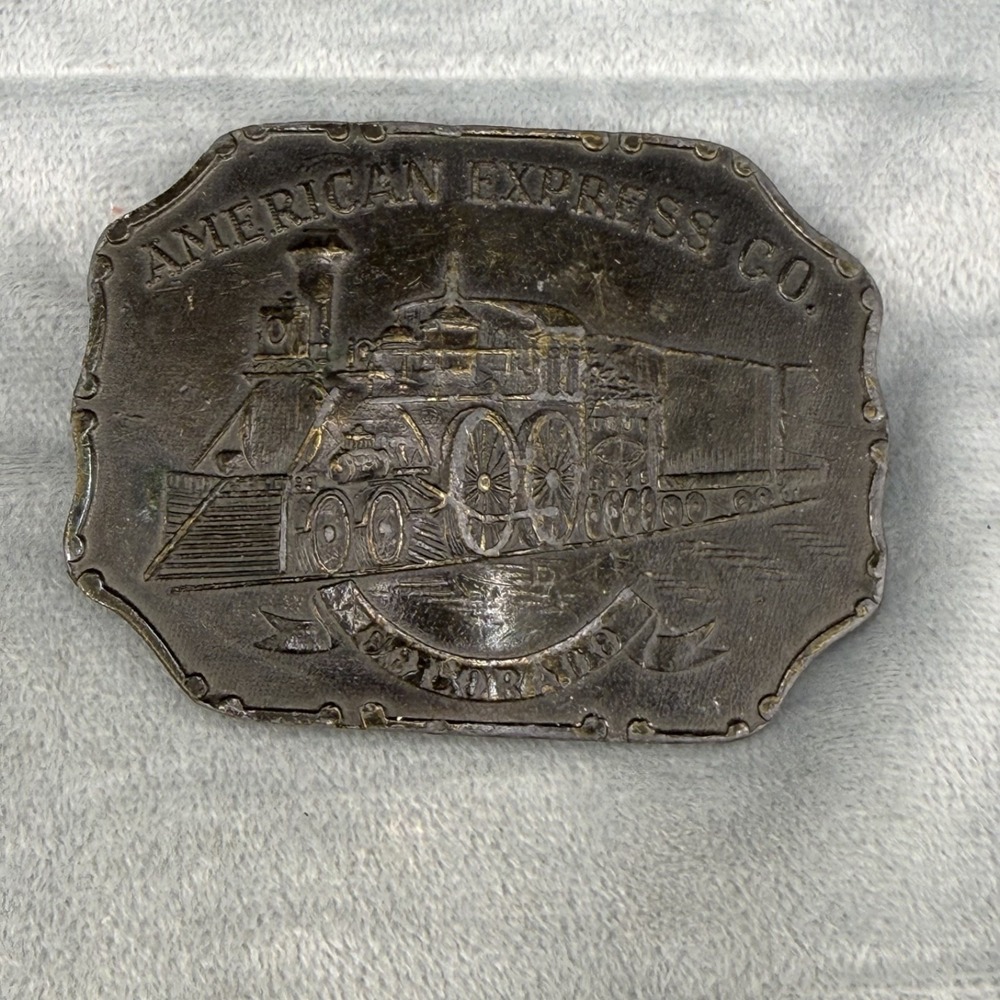 Vintage Lewis Buckles Belt Buckle Gold‎ American Express Train Brass One Size